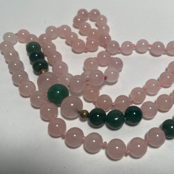 Rose Quartz/Green Jade Gemstone Necklace - Picture 7 of 9